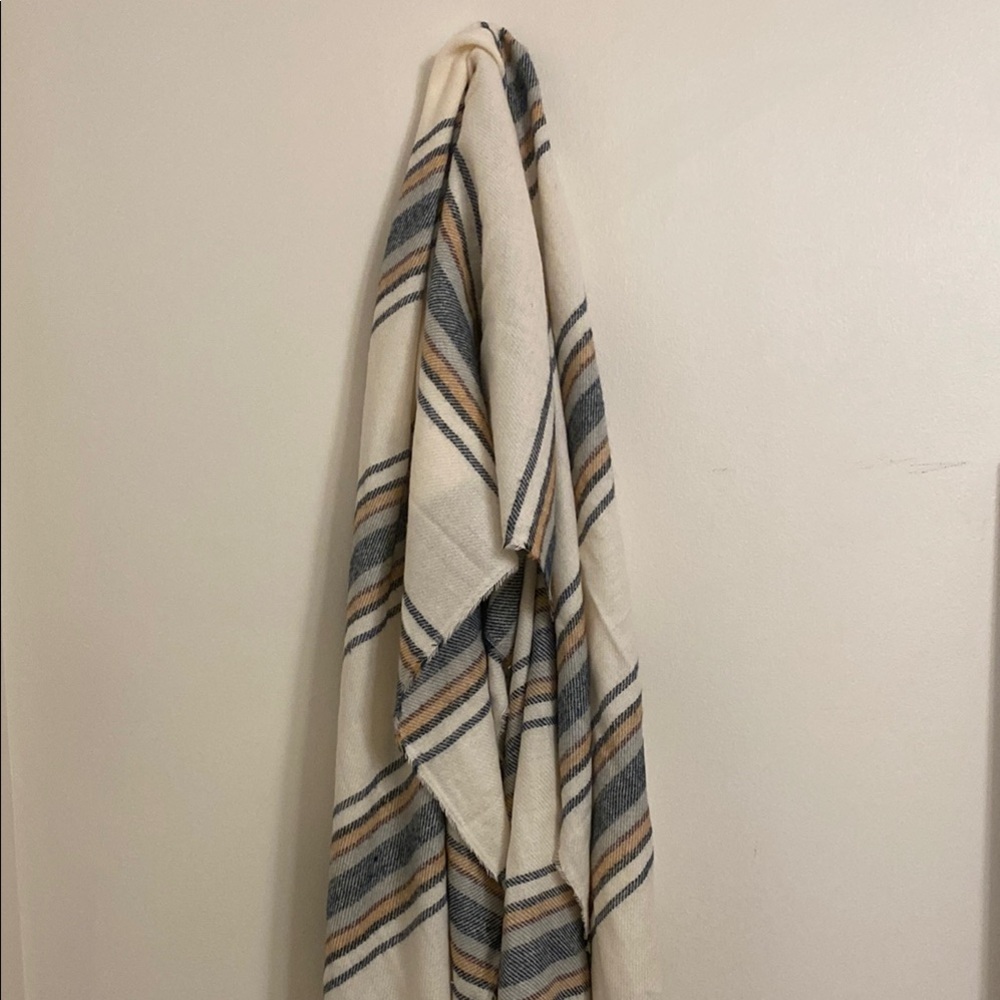 Striped Cream and Blue Scarf